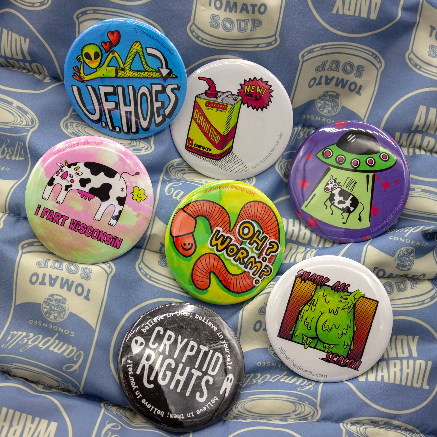 Assorted Fun Big Buttons (2.25 inch) | Original Illustrations & Typography