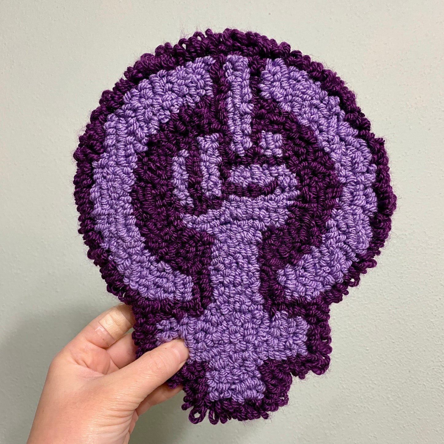 Feminist Bitch Rug | Feminist Symbol with Middle Finger | Hand Needle Punch Rug