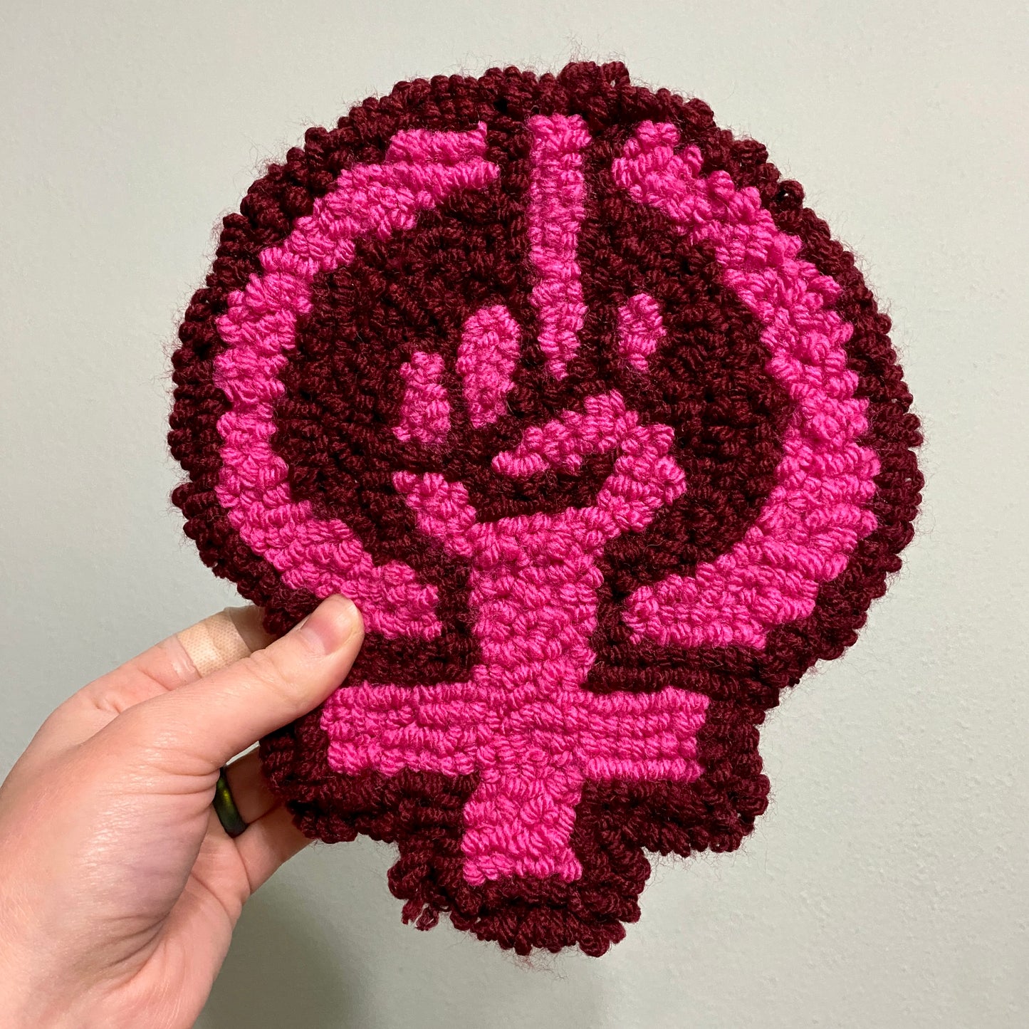 Feminist Bitch Rug | Feminist Symbol with Middle Finger | Hand Needle Punch Rug