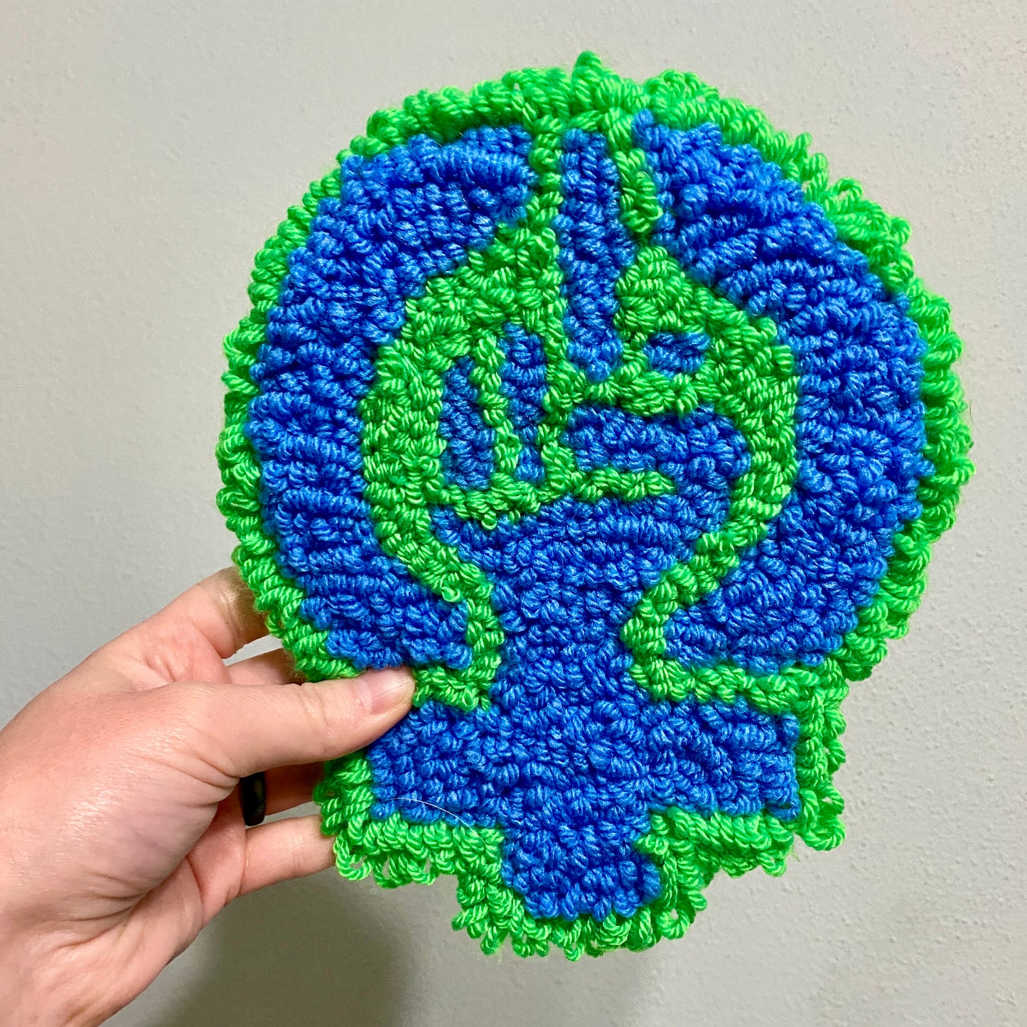 Feminist Bitch Rug | Feminist Symbol with Middle Finger | Hand Needle Punch Rug