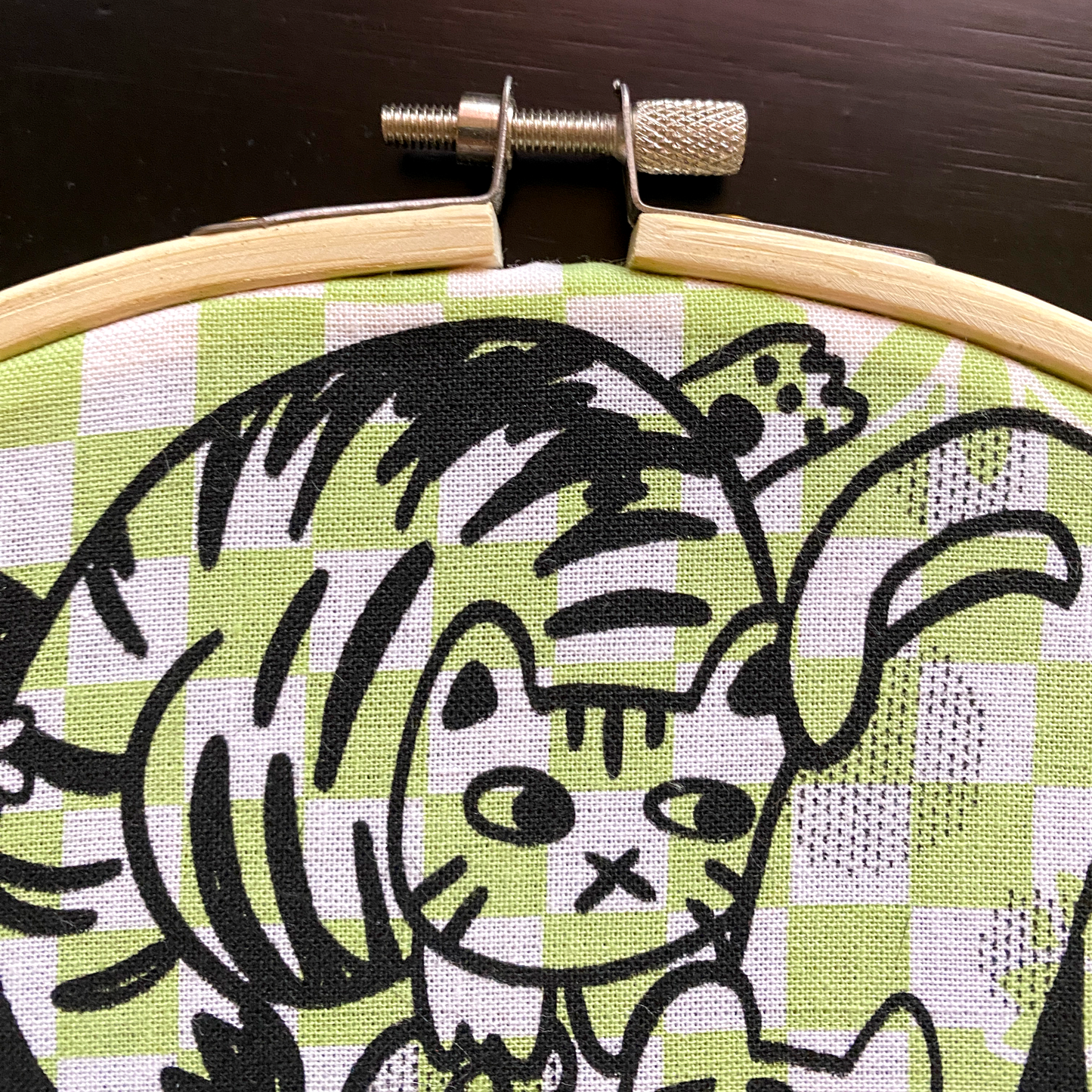 Bunches-O-Babies Cat Illustration | Screen Printed Fabric Wall Hanging Embroidery Hoop