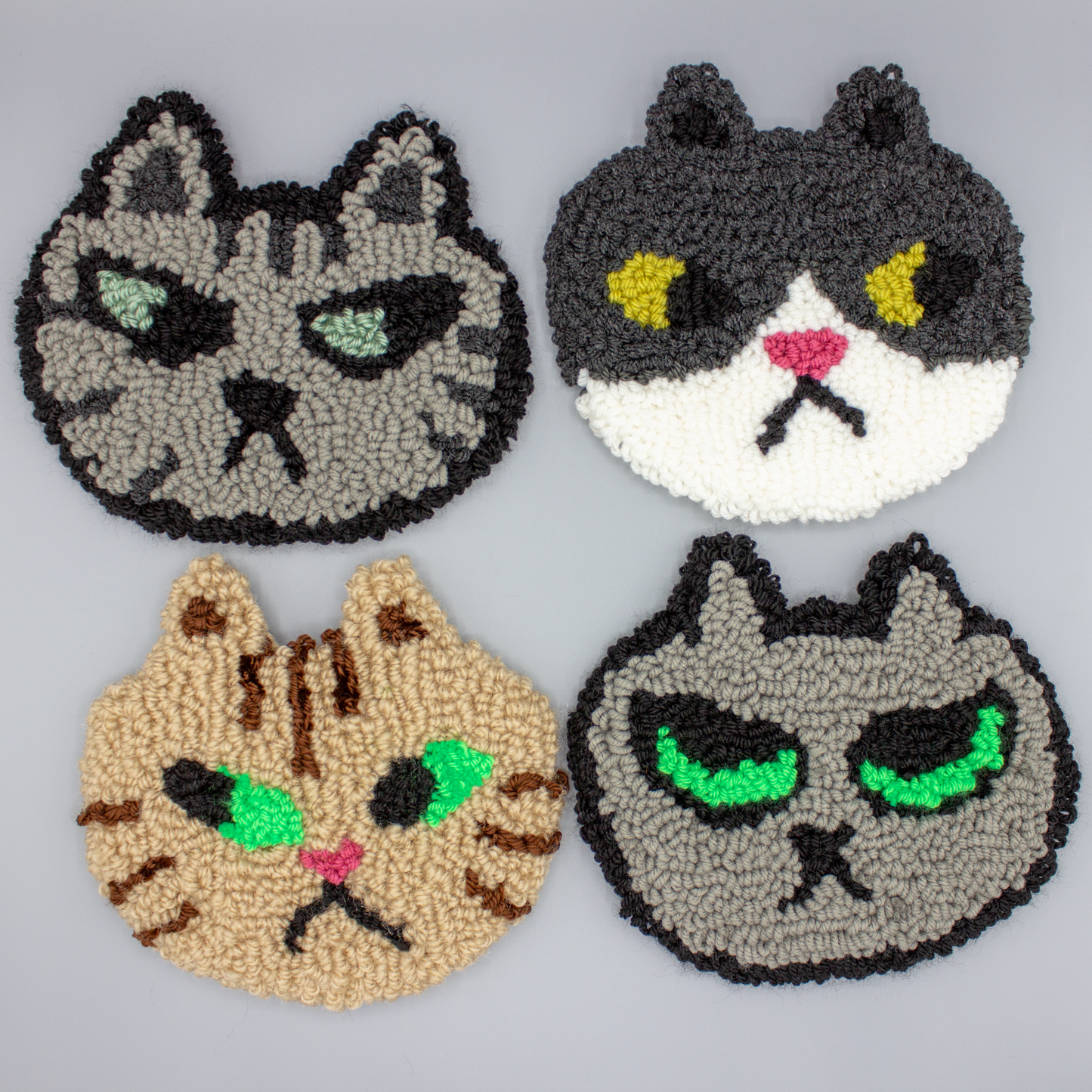 Cat Rug | Wall-Hanging Punch Needle Tufting | Assorted Cats