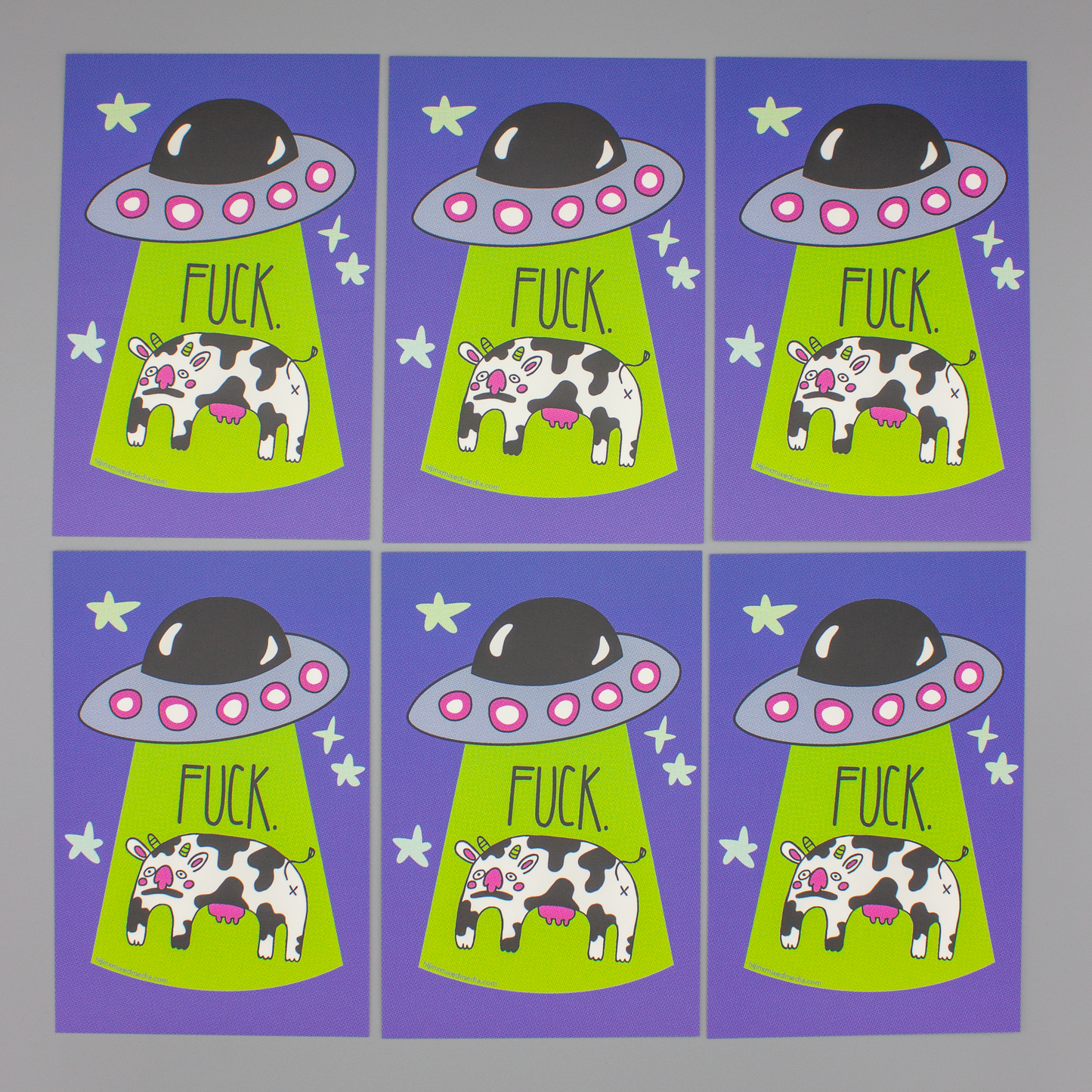 Cow Abductee “FUCK” 4x6 Postcard