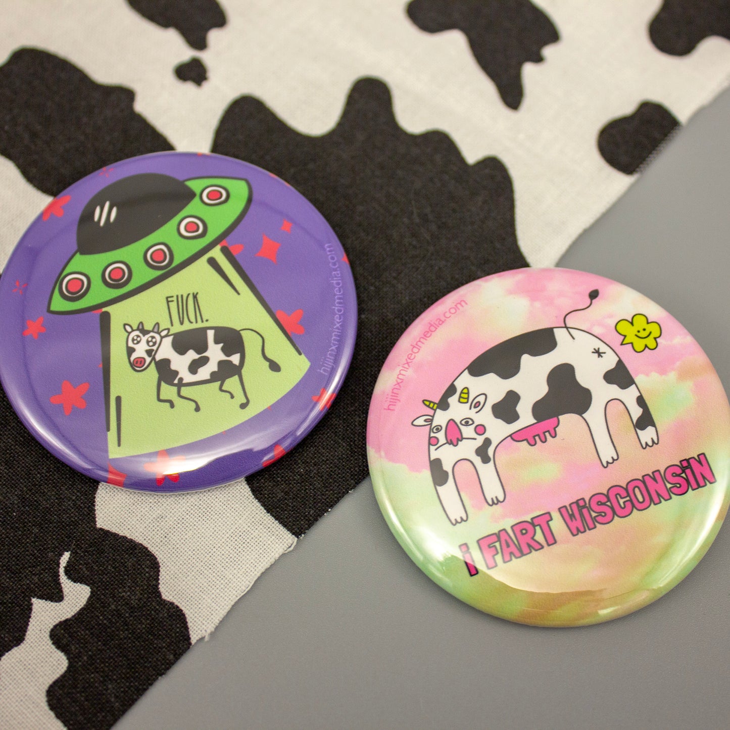 Assorted Fun Big Buttons (2.25 inch) | Original Illustrations & Typography