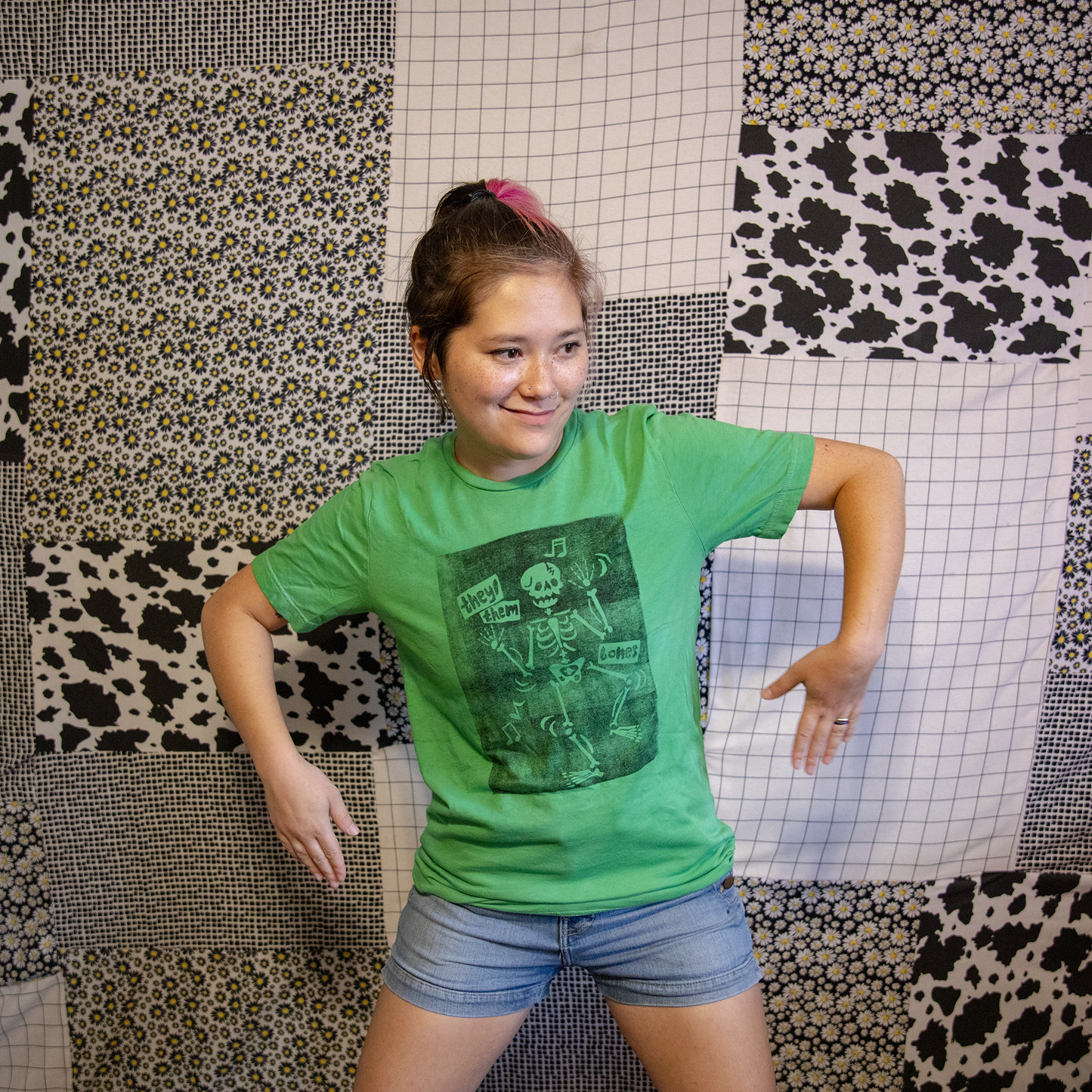 They/Them Bones Unisex T-Shirt | Relief Print | Dem Bones Parody | 100% Cotton Tee