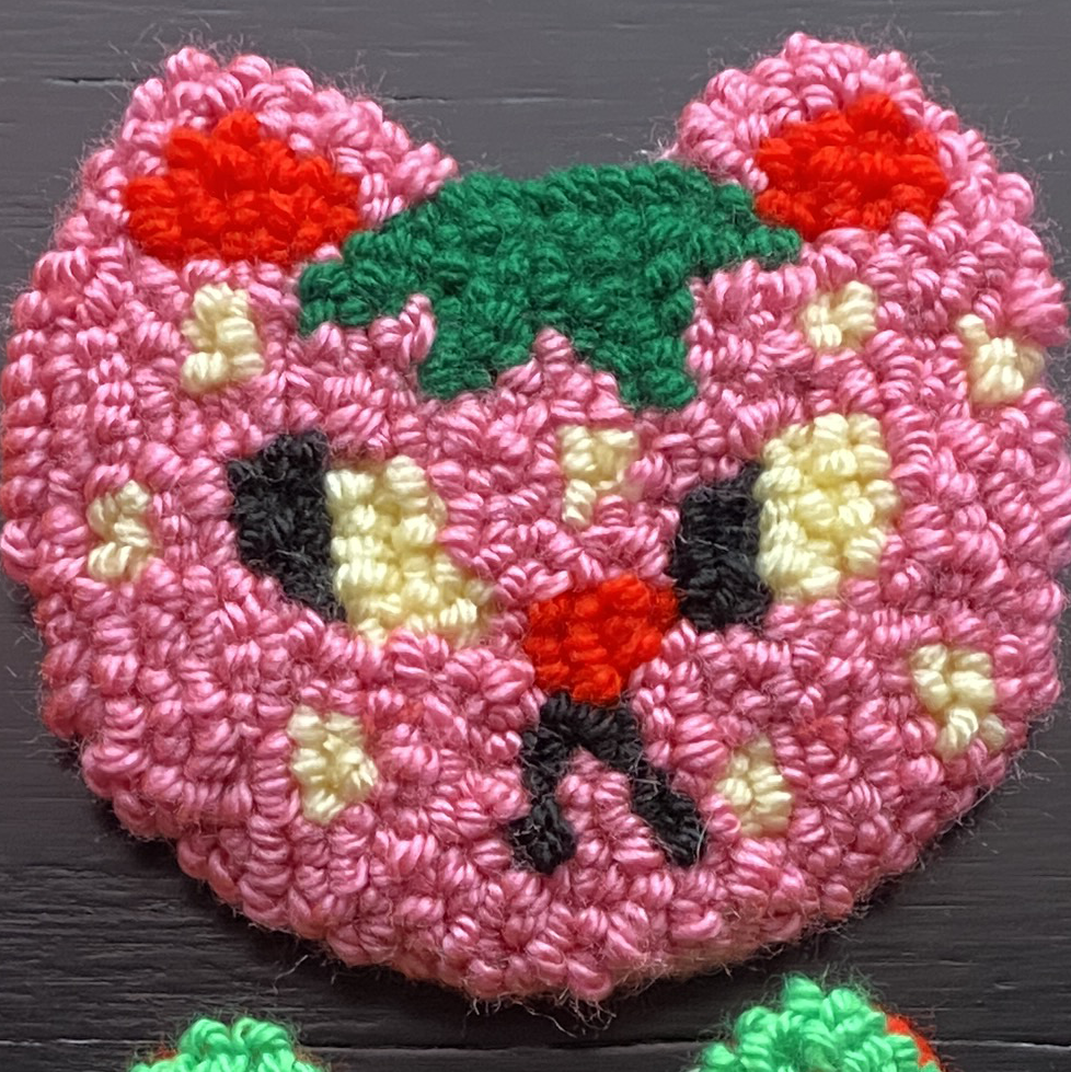Fruit Cat Rug | Plushie, Wall-Hanging, Coaster | Punch Needle Tufting