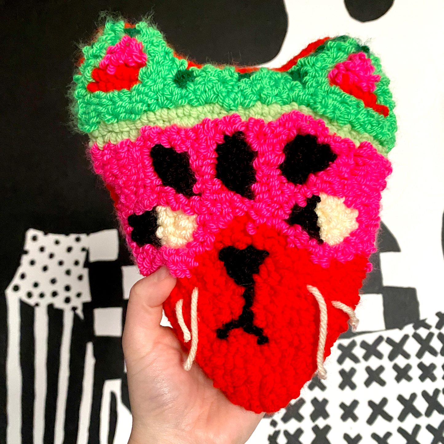 Fruit Cat Rug | Plushie, Wall-Hanging, Coaster | Punch Needle Tufting