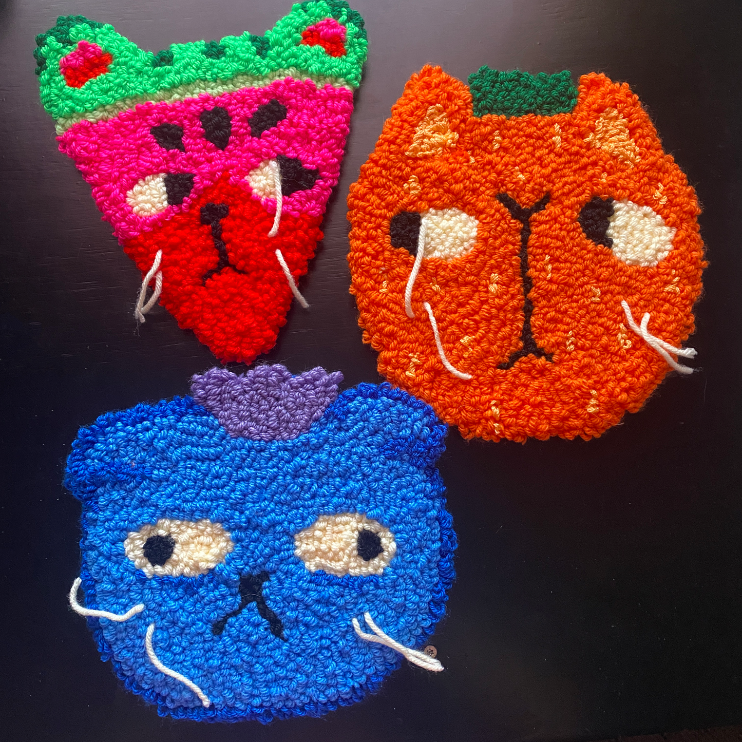 Fruit Cat Rug | Plushie, Wall-Hanging, Coaster | Punch Needle Tufting