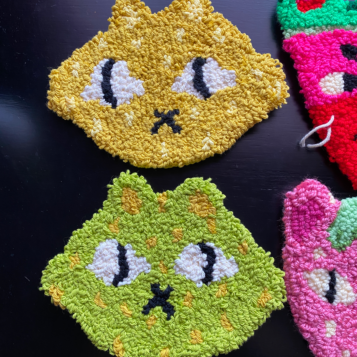 Fruit Cat Rug | Plushie, Wall-Hanging, Coaster | Punch Needle Tufting