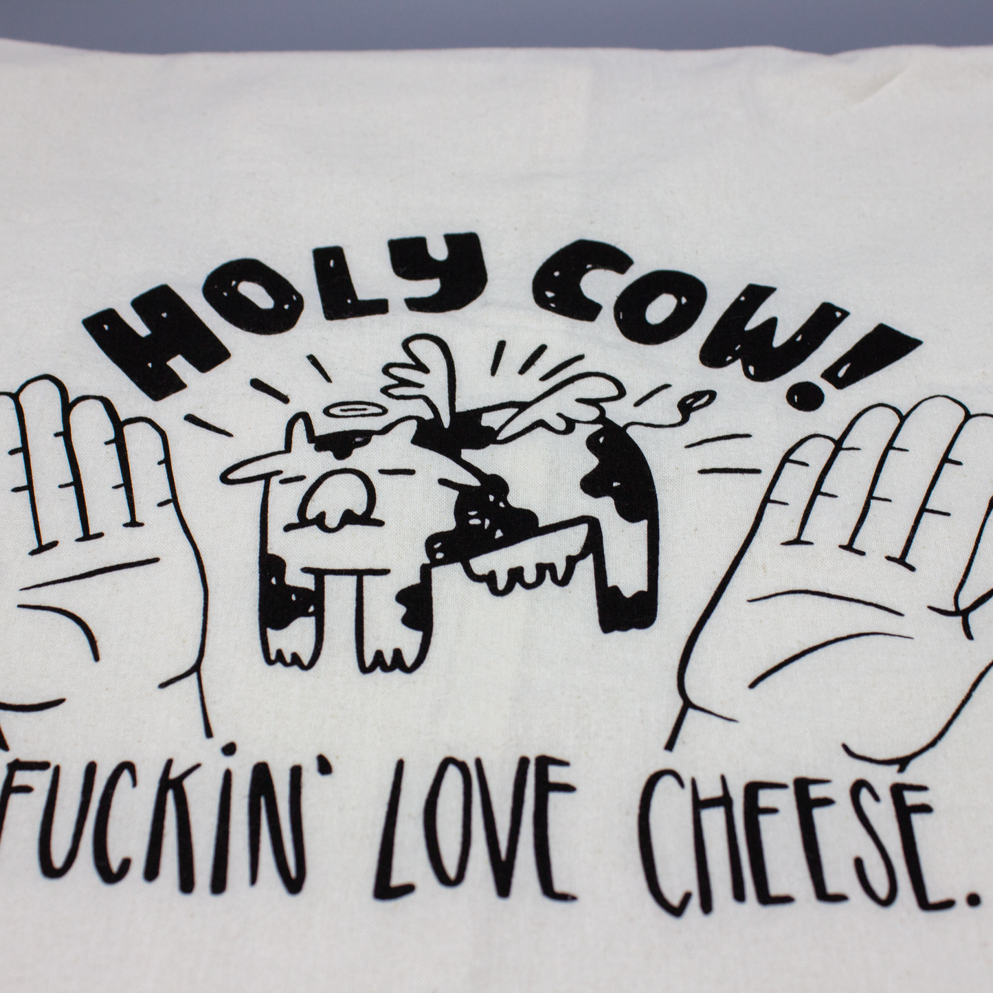 Holy Cow! I Fuckin’ Love Cheese Flour Sack Towel | Screen Printed Cotton Kitchen or Bathroom Towel