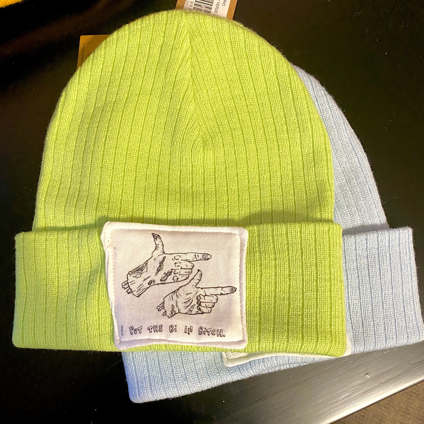 I Put the Bi in Bitch Beanie | Bi Pride | Screen Printed Patch on Recycled Beanie