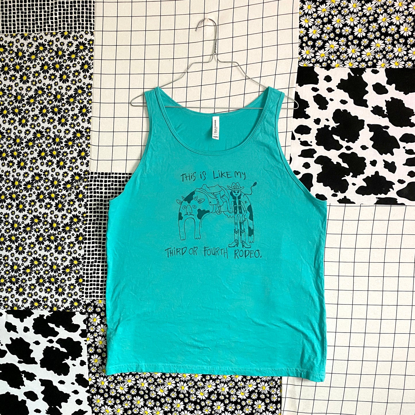 This Is My 3rd or 4th Rodeo | Screen Printed Tank Top | Alien Cowboy With Cow