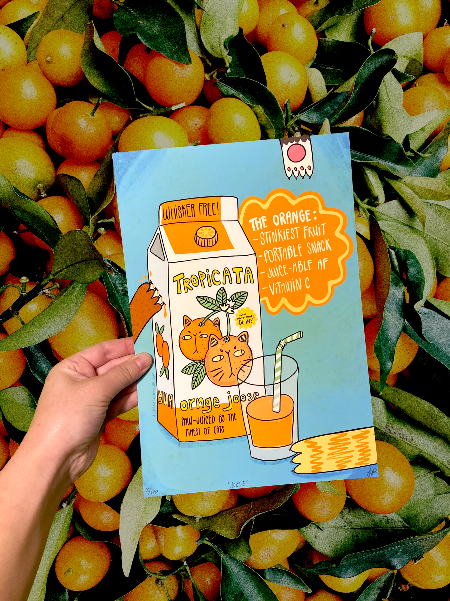 Ornge Joose Cat Breakfast Series Art Print