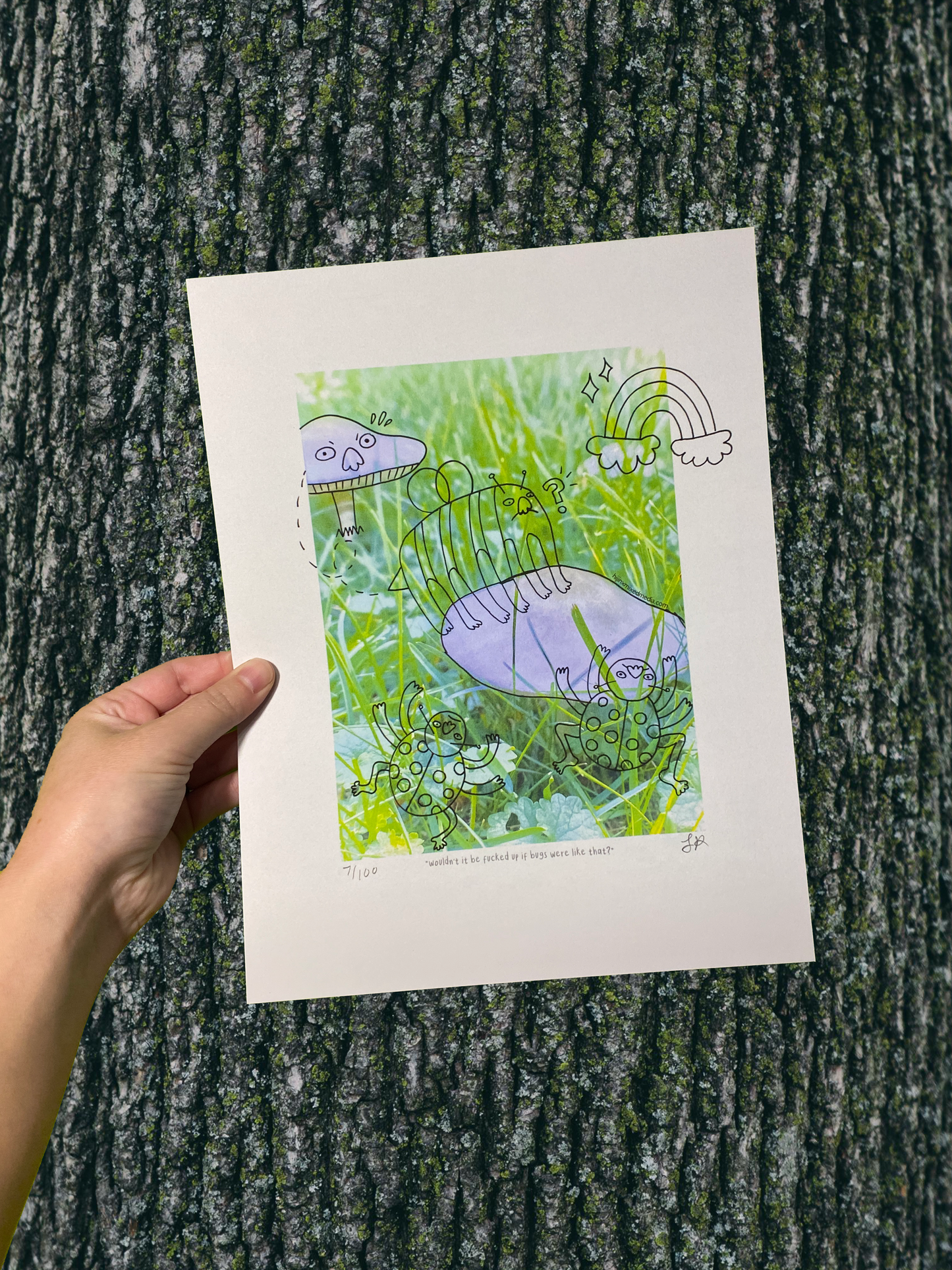Wouldn't It Be Fucked Up If Bugs Were Like That? | Doodles on Mushroom Photograph