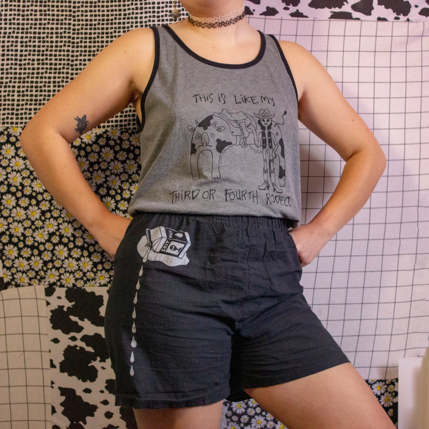 This Is My 3rd or 4th Rodeo | Screen Printed Tank Top | Alien Cowboy With Cow