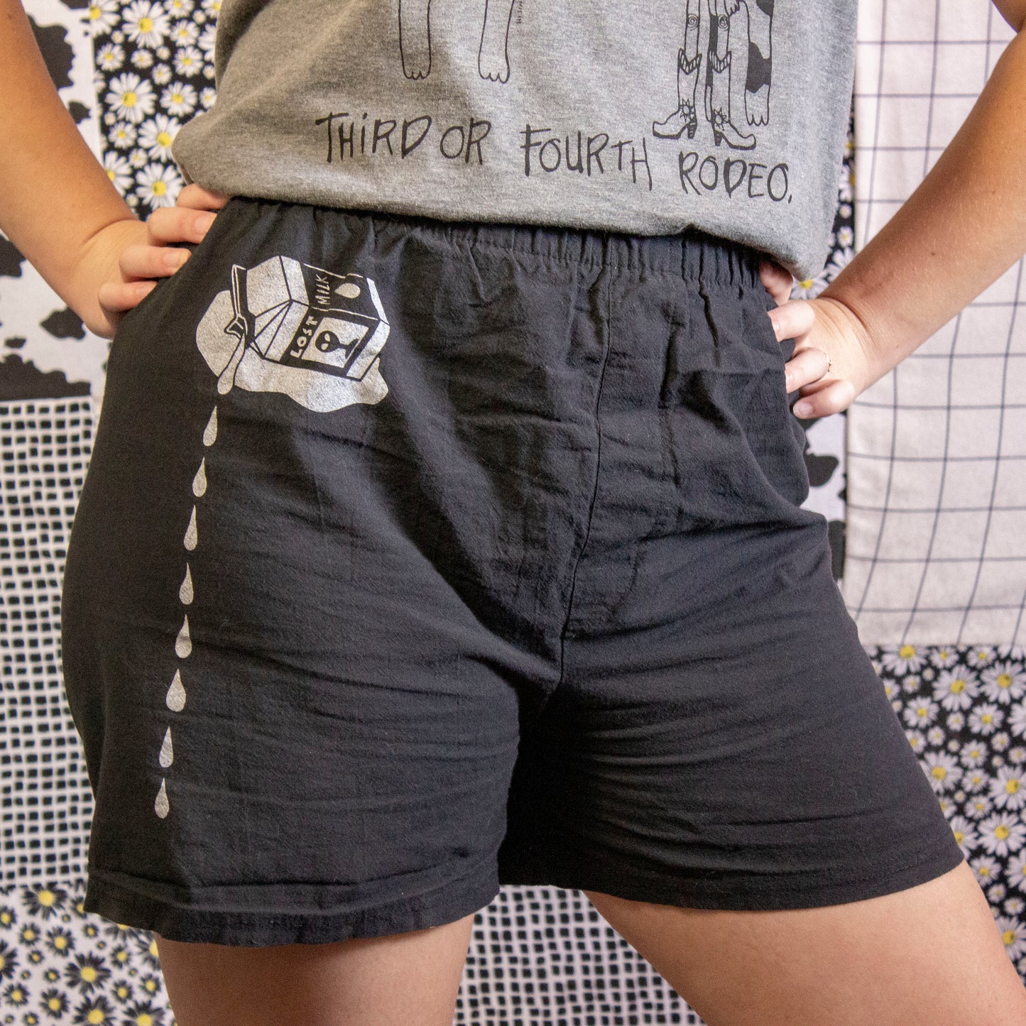 Get Lost Boxer Shorts | 100% Cotton Shorts with 2 Screen Printed Designs Front & Back | Milky Martian Spilled Milk Carton