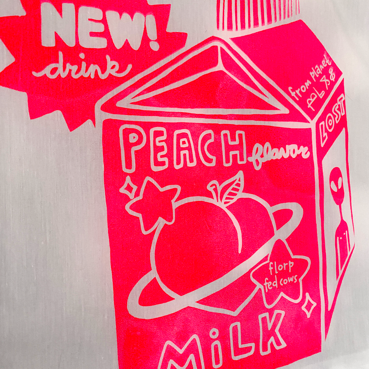 Peach Milk Lost Martian Screen Printed Banner | Wall-Hanging