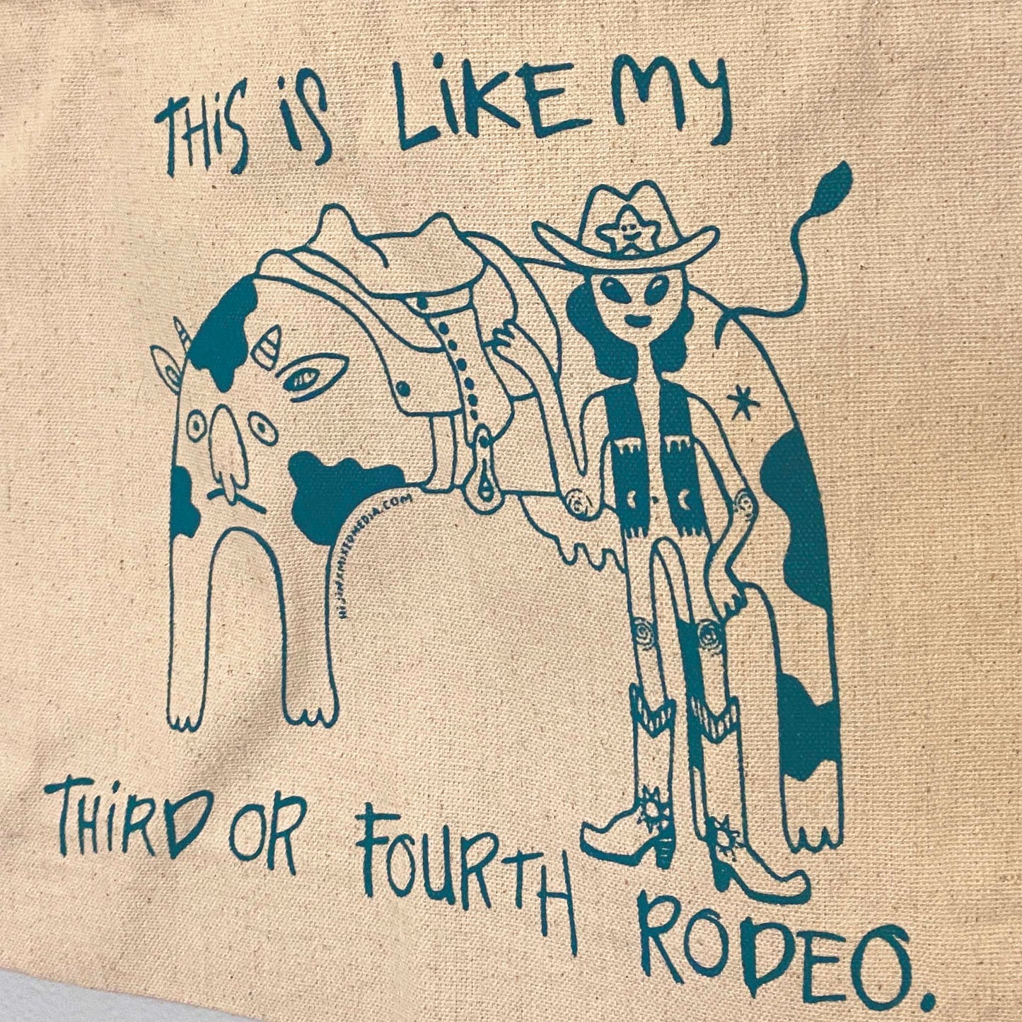 This Is Like My Third Or Fourth Rodeo Tote Bag | Reusable Canvas Bag | Screen Printed Original Design | Hand-Painted Handles