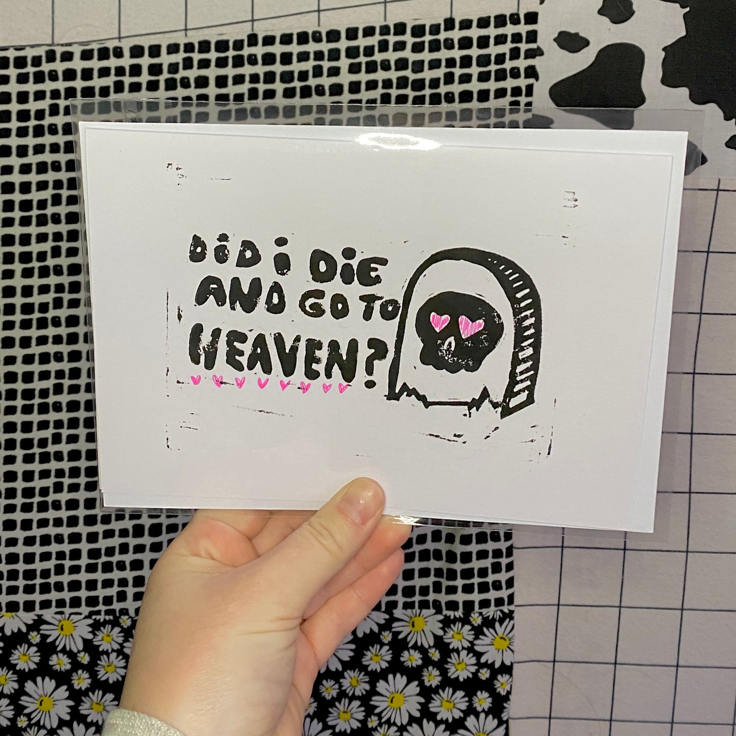 Creepy Love Letters | Relief Printed Linocut | Blank Greeting Cards with Envelope