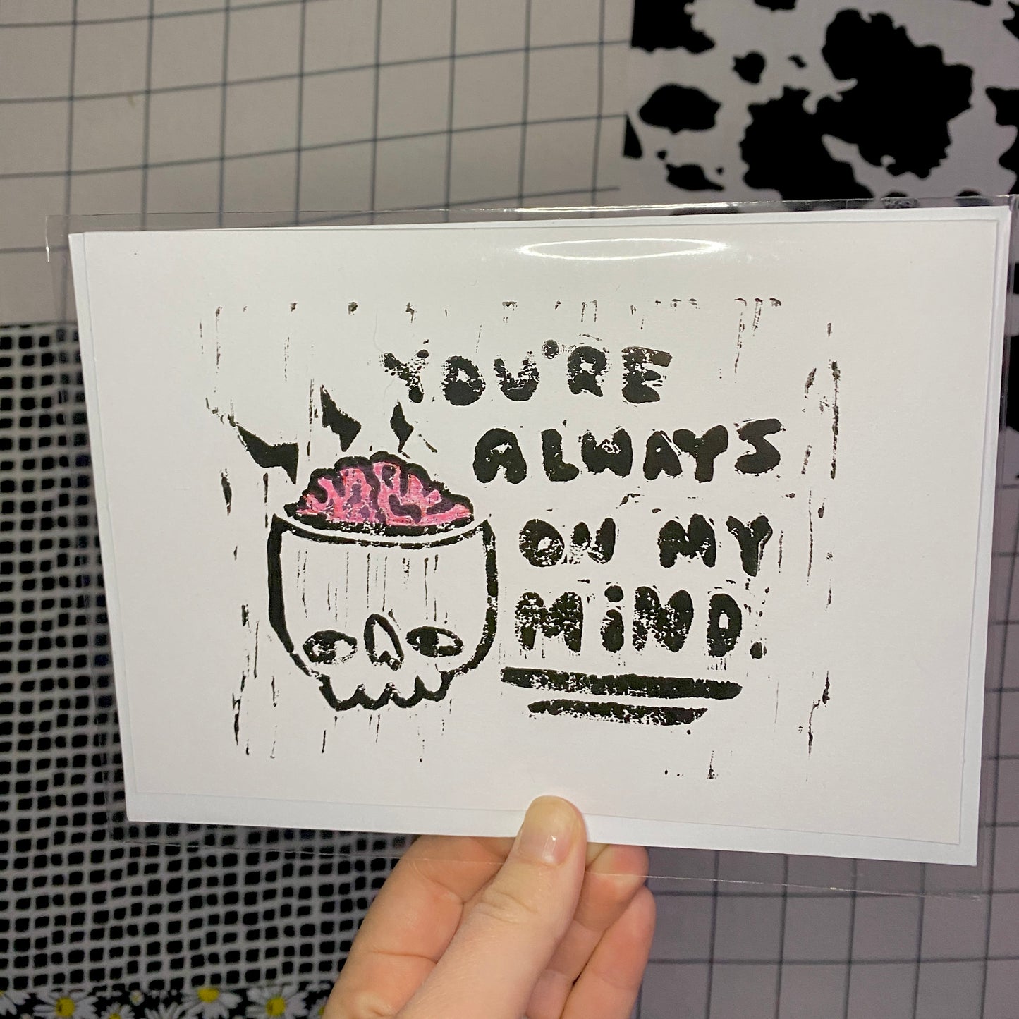 Creepy Love Letters | Relief Printed Linocut | Blank Greeting Cards with Envelope