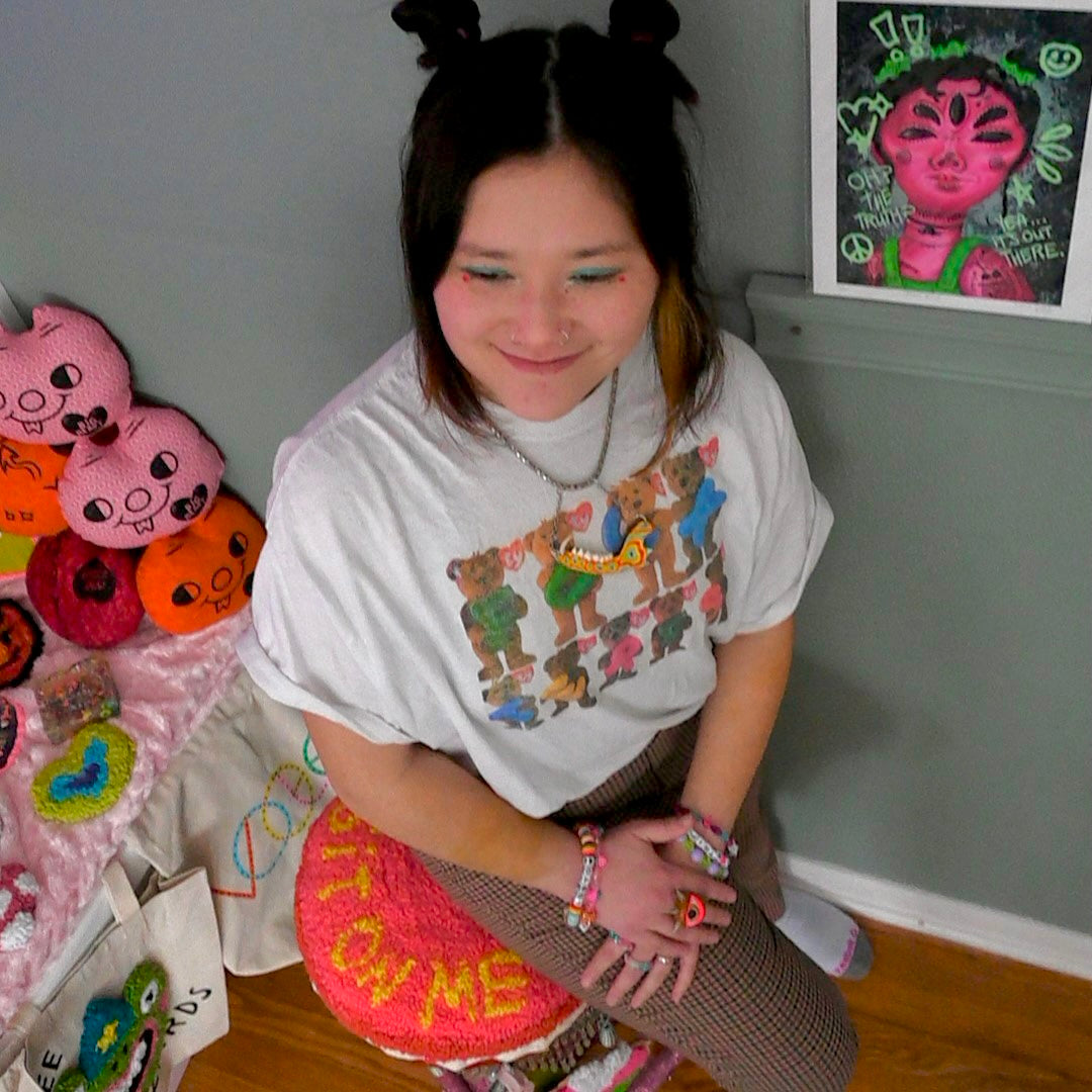 Cheeky Peach Butt Cushions | Needle Punch Rug Pillow | Fabric Scrap Stuffing