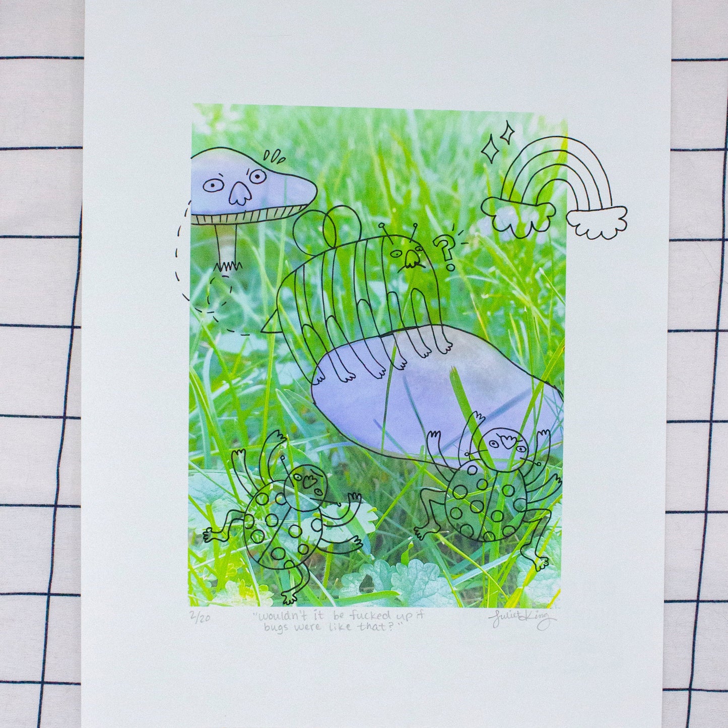 Wouldn't It Be Fucked Up If Bugs Were Like That? | Doodles on Mushroom Photograph
