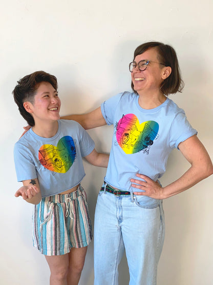 Join Our Pride! Cat Pride Parade on Rainbow Heart | Screen Printed Crop Top | bernie & zuzu Collaboration