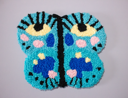 Butterfleye’s Garden | Butterfly Eyeball Rugs + Flowers | Assorted Colors | Handmade
