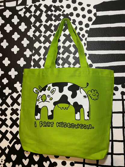 I Fart Wisconsin Tote Bag | Reusable Canvas Bag | Screen Printed Original Design