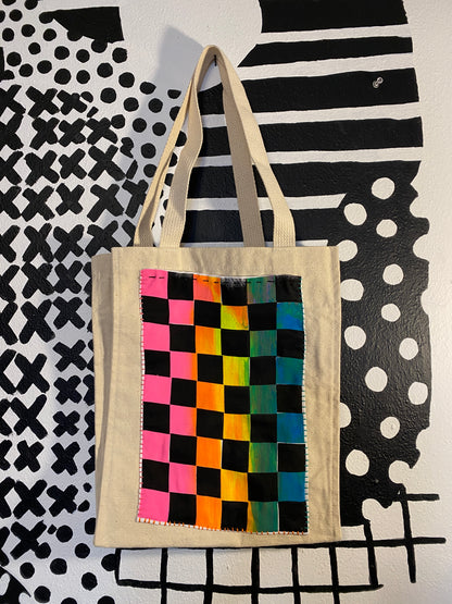 Chequeer Pride Flag | 2-Layer Screen Print Rainbow Roll | Upcycled Fabric