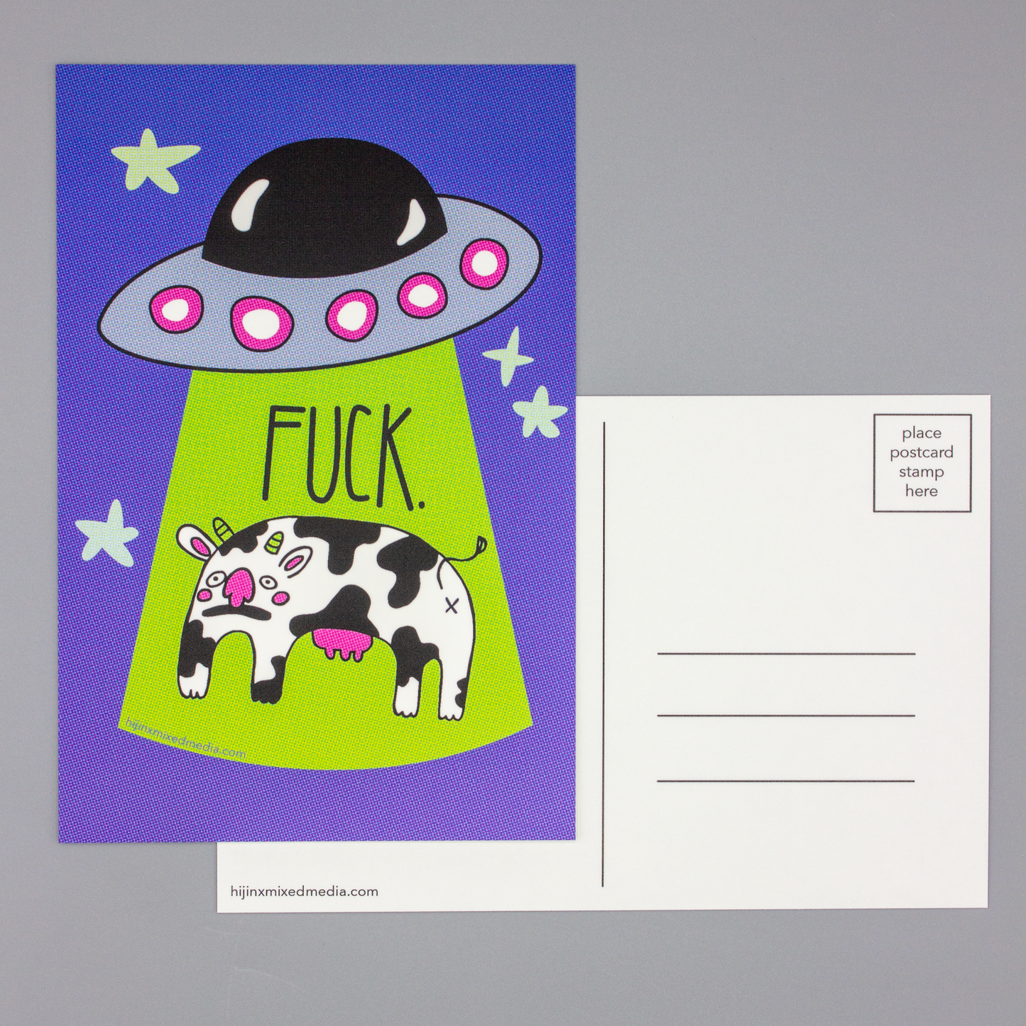 Cow Abductee “FUCK” 4x6 Postcard