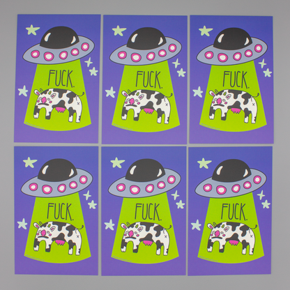 Cow Abductee “FUCK” 4x6 Postcard