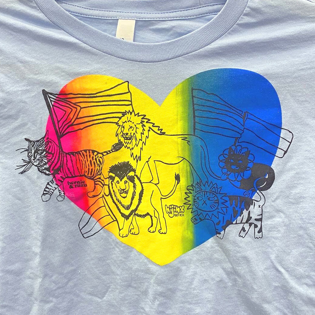 Join Our Pride! Cat Pride Parade on Rainbow Heart | Screen Printed Crop Top | bernie & zuzu Collaboration