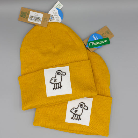 Ducky Beanie | Relief Printed Felt Patch on Recycled Beanie