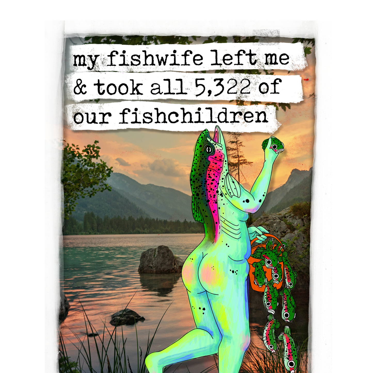 Fish Divorce Digital Print | Original Illustration | Letter Size Matte Photo Paper