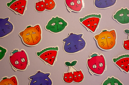 Fruit Cat Eco-Friendly Stickers 6-Pack