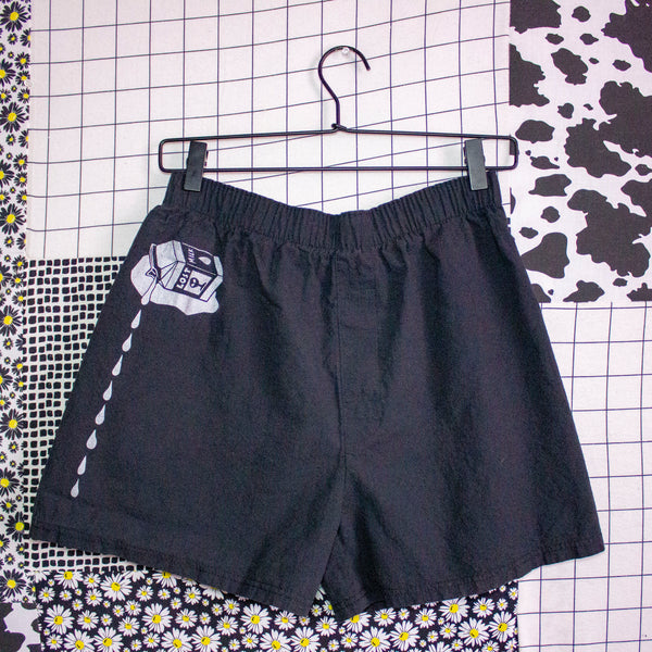 Get Lost Boxer Shorts | 100% Cotton Shorts with 2 Screen Printed Designs Front & Back | Milky Martian Spilled Milk Carton
