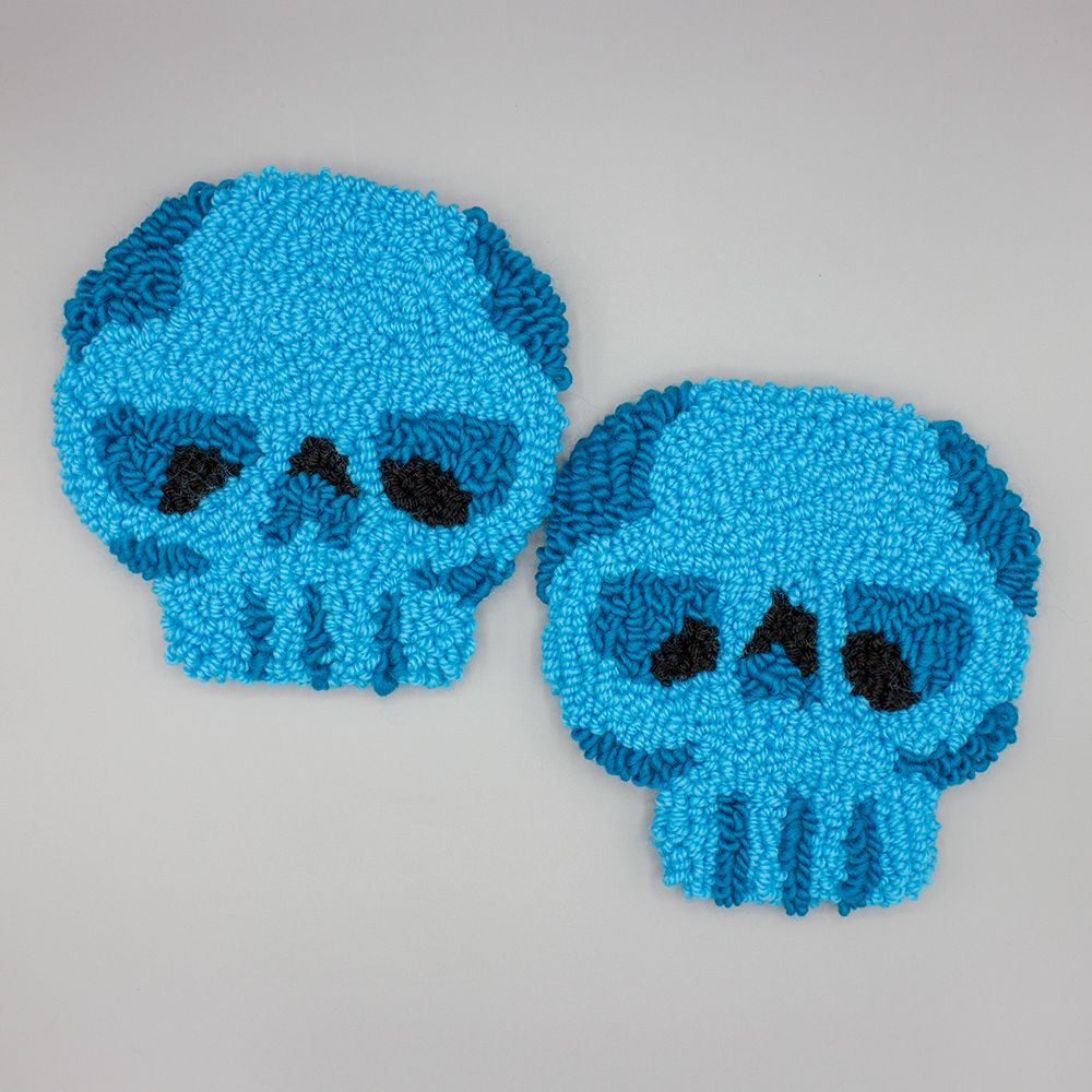 Colorful Skull Rug | Wall-Hanging Punch Needle Tufting | Pink, Blue, Purple