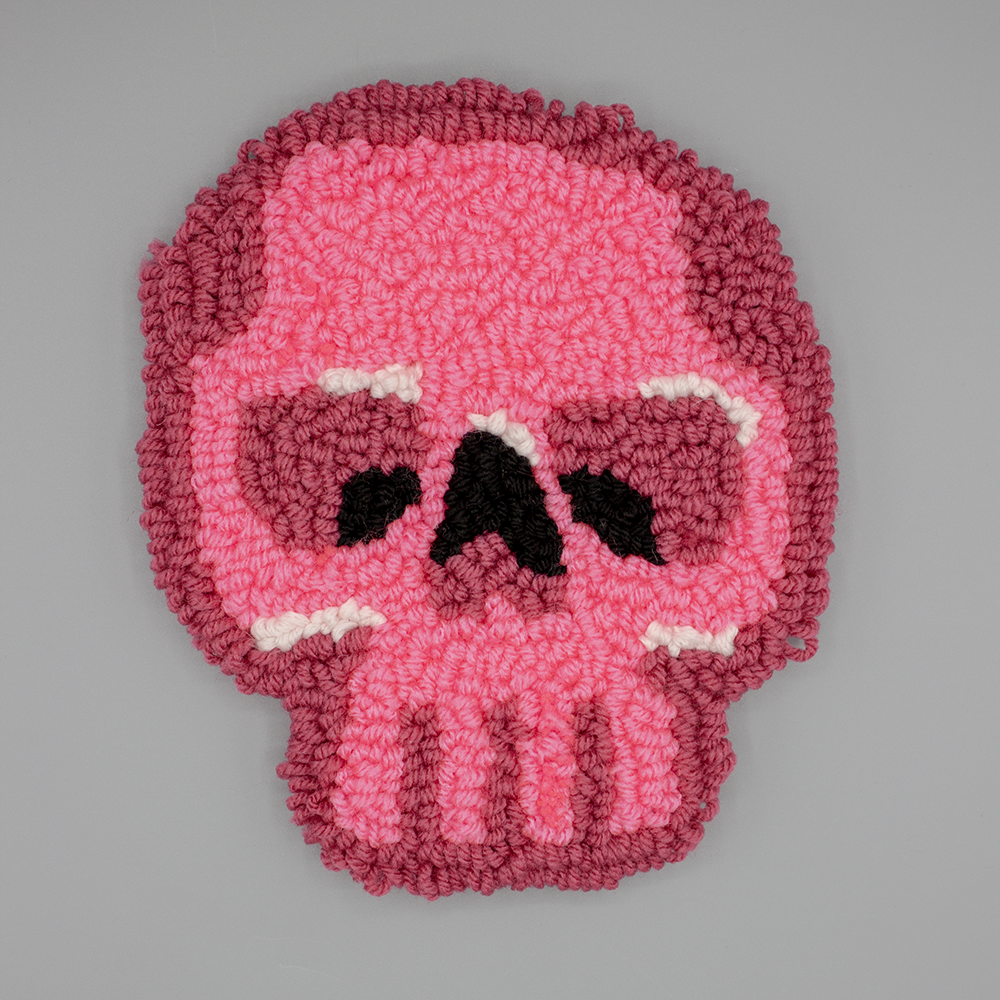 Colorful Skull Rug | Wall-Hanging Punch Needle Tufting | Pink, Blue, Purple