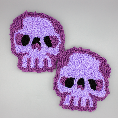 Colorful Skull Rug | Wall-Hanging Punch Needle Tufting | Pink, Blue, Purple