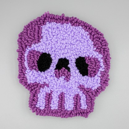 Colorful Skull Rug | Wall-Hanging Punch Needle Tufting | Pink, Blue, Purple