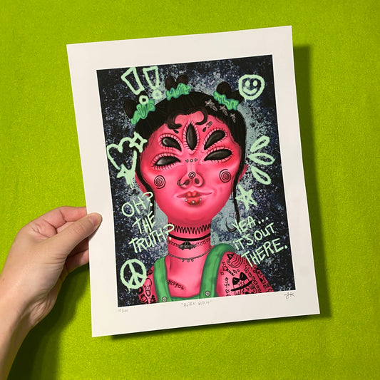 Alien Bitch Digital Print | 8.5x11 in Digital Illustration | Inkjet Print on Matte Photo Paper