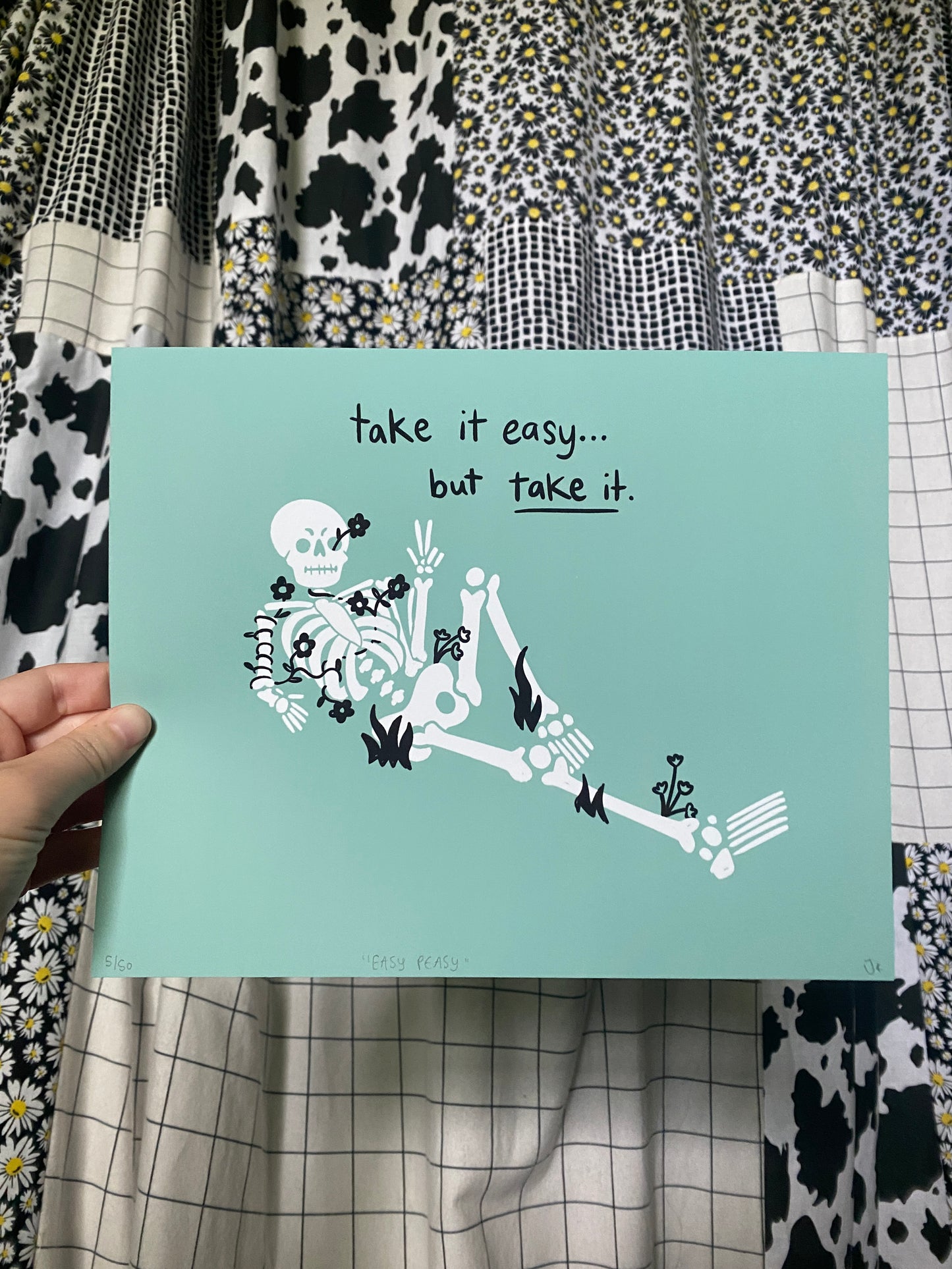 Easy Peasy Skelly Memento Mori Illustration Art Print
