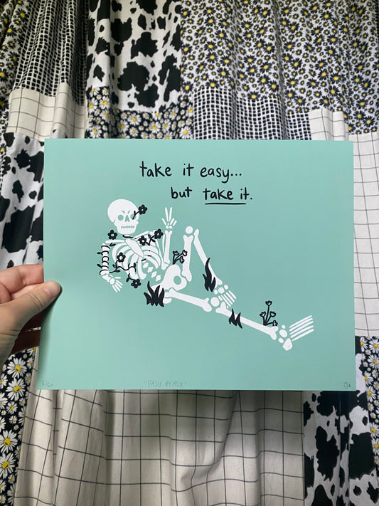 Easy Peasy Skelly Memento Mori Illustration Art Print