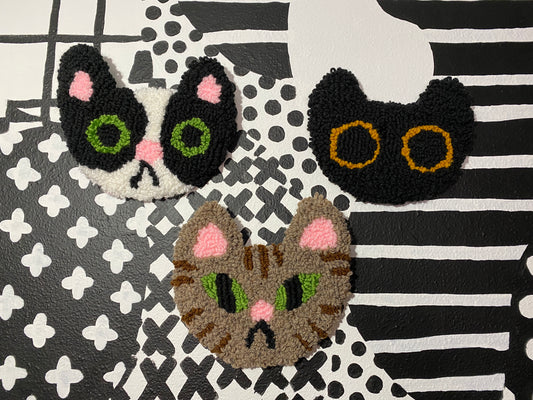 Cat Rug | Wall-Hanging or Tabletop Punch Needle Tufting | Assorted Cats