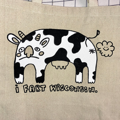 I Fart Wisconsin Tote Bag | Reusable Canvas Bag | Screen Printed Original Design