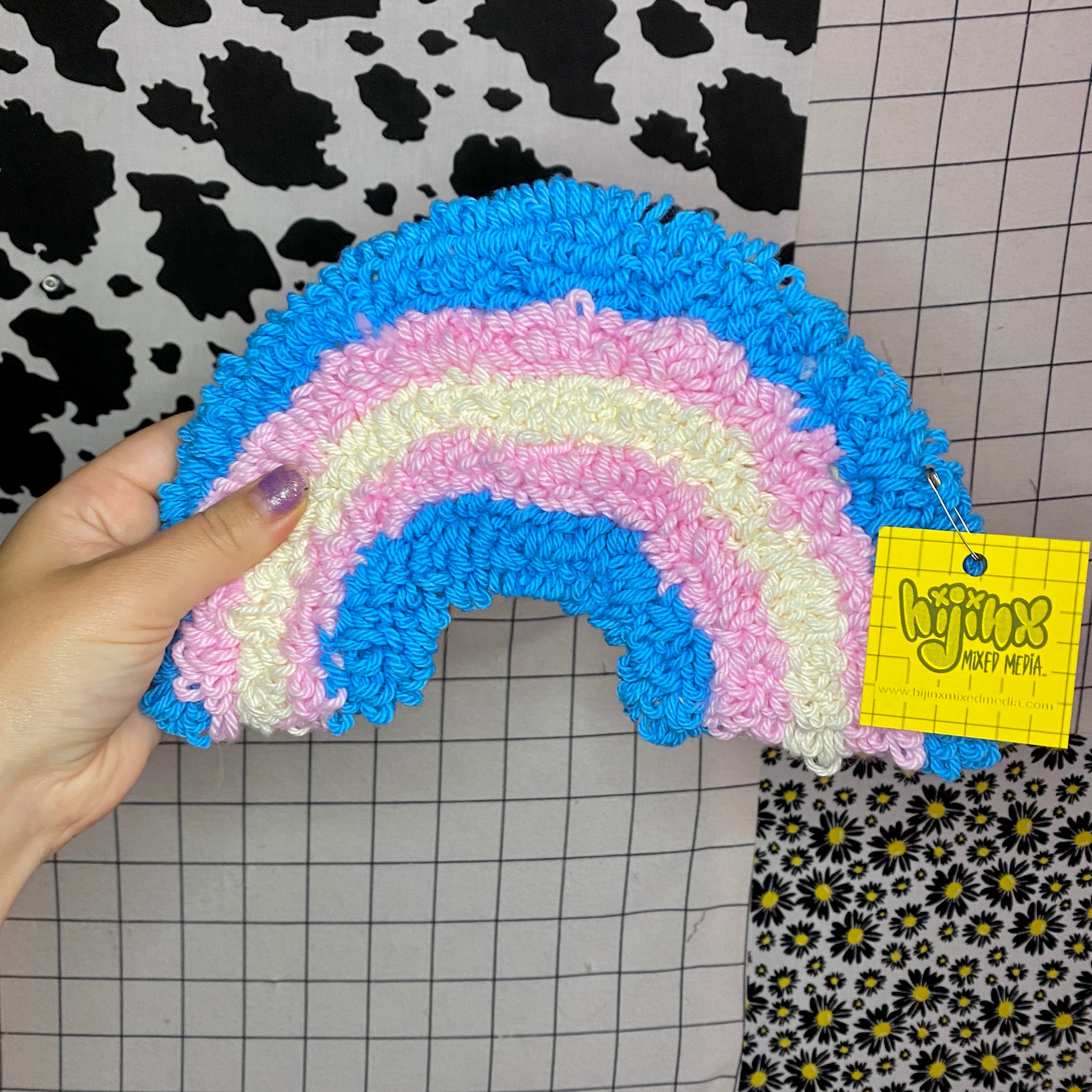 Tabletop Rainbow Rug | Hand Needle Punched Fiber Art | Assorted & Custom Rainbows