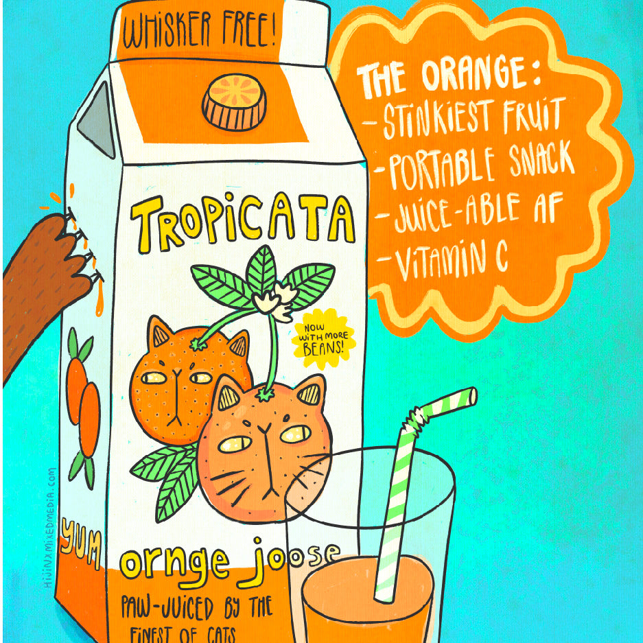 Ornge Joose Digital Print - Cat Breakfast Illustration Series