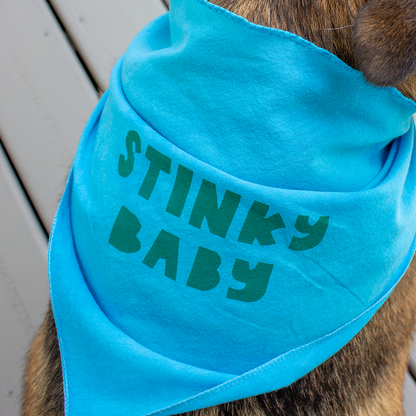 Pet Bandana | Stinky Baby or Overwhelmed Easily | Screen Printed & Hand Dyed Triangles