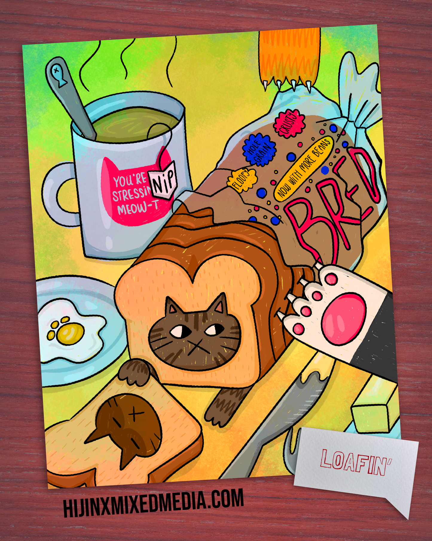 Loafin' Cat Breakfast Series Art Print